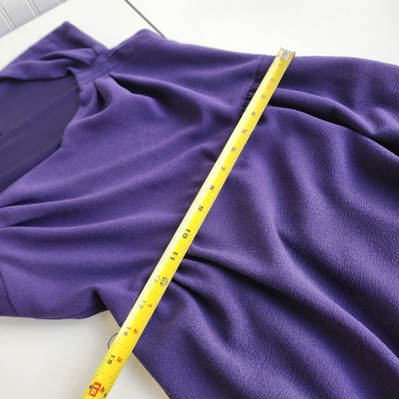 London Times Deep Purple Ruffle Tiered Dress Pencil Straight Sleeveless Lined 10 - Picture 12 of 15